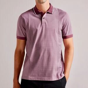 Ted Baker Taigaa Polo Shirt Maroon Stripes Men’s Size Small